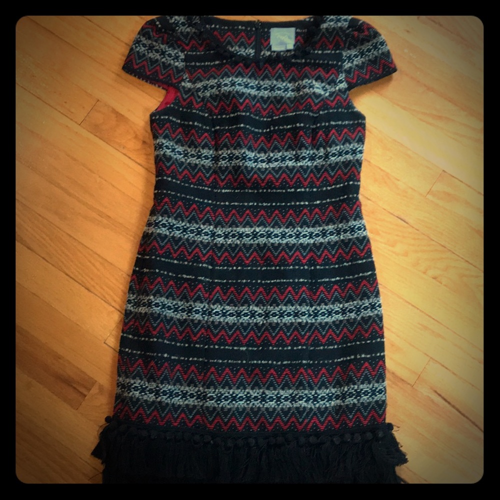 Red black fitted dress by Anthropologie